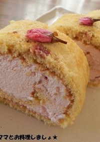 春にピッタリ★桜のロールケーキ