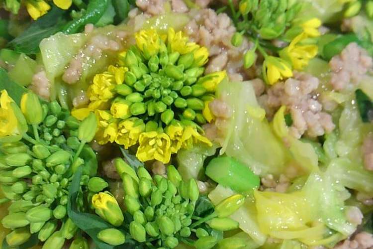 春キャベツとアスパラ菜そぼろ炒め レシピ 作り方 By 縁キッチン クックパッド 簡単おいしいみんなのレシピが354万品