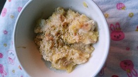 離乳食中期 マカロニとささみツナグラタン