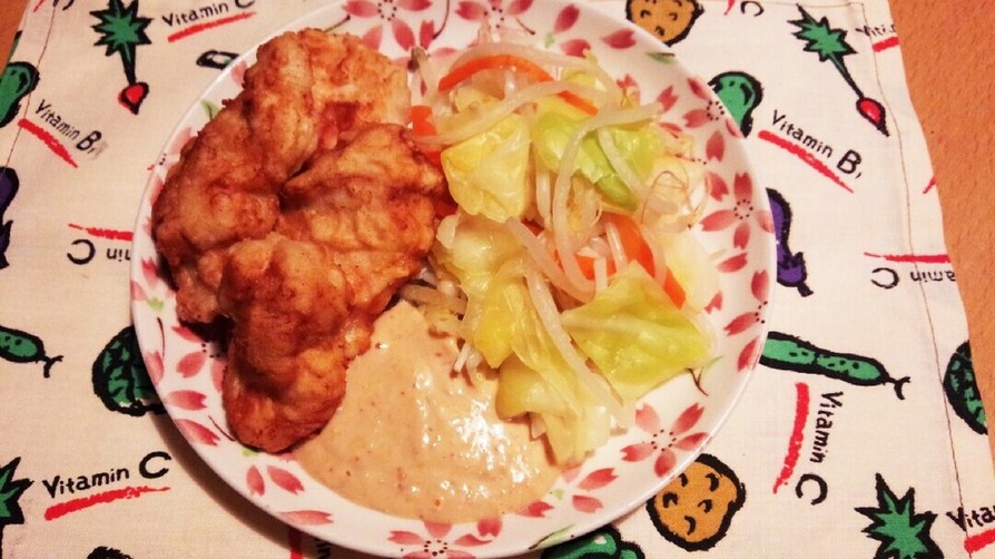 鶏胸肉と生姜入り温野菜を味噌マヨで♪の画像
