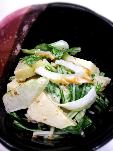 簡単！水菜とセロリのごまマヨサラダの写真