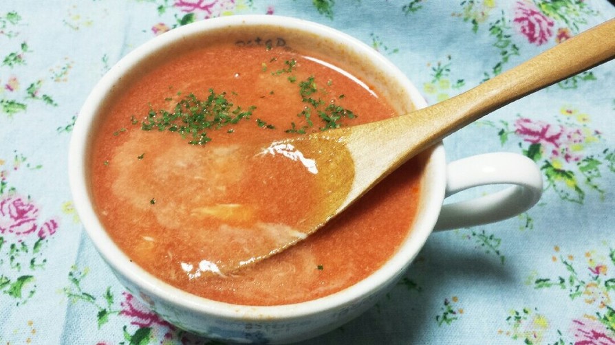 トマトジュースとミルクのスープ（鍋不要)の画像