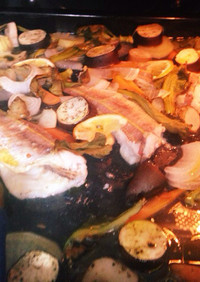 パーティ向け！白身魚と野菜のオーブン焼き