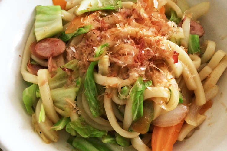 目分量でok 麺つゆで簡単焼きうどん レシピ 作り方 By ほのまま クックパッド