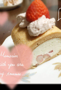 簡単ピンクのイチゴティラミスロールケーキ
