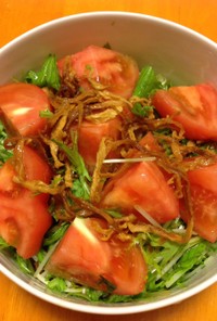 トマト、水菜、切り干し大根の中華サラダ
