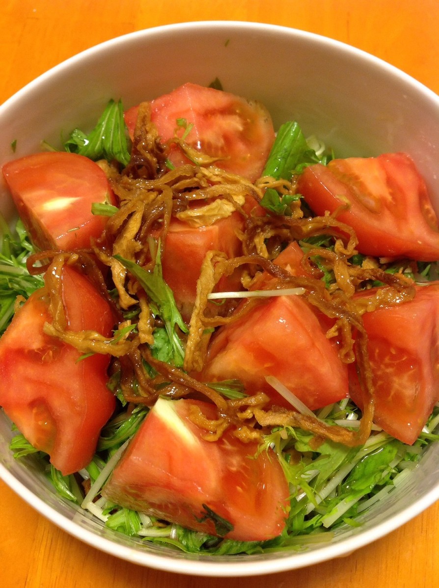 トマト、水菜、切り干し大根の中華サラダの画像