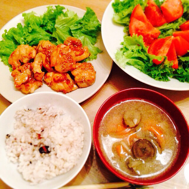 【ガッツリ男飯】照り焼きチキン&豚汁定食の画像
