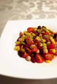 トマトと豆のカラフルサラダ☆メープル風味