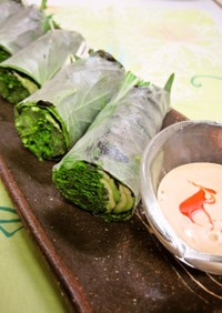 水菜とアボカドと韓国のりの生春巻き