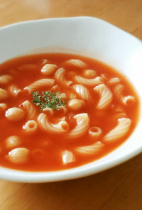 レンジで2分☆マカロニと豆のトマトスープ
