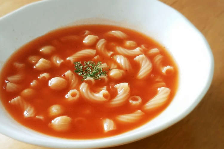 レンジで2分 マカロニと豆のトマトスープ レシピ 作り方 By ゆんやともも クックパッド