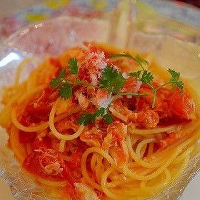 蟹のほぐし身のトマトパスタ レシピ 作り方 By Ruruchirin クックパッド 簡単おいしいみんなのレシピが355万品
