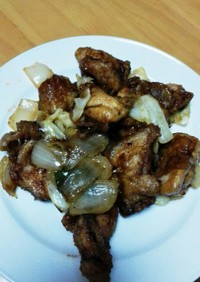 野菜と鳥モモ肉の甘タレ炒め