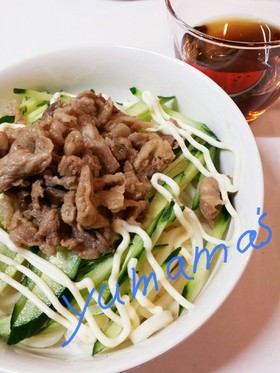 うまい!甘辛豚肉のせ冷やしうどん♪