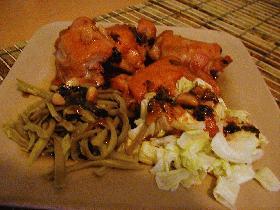 鳥の照焼き野菜もたっぷり食べましょう!