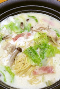 美人レシピ・カルボナーラ風煮込みラーメン