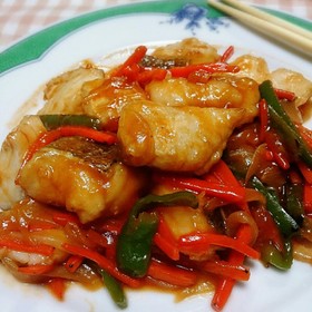 鱈と野菜のケチャップあん