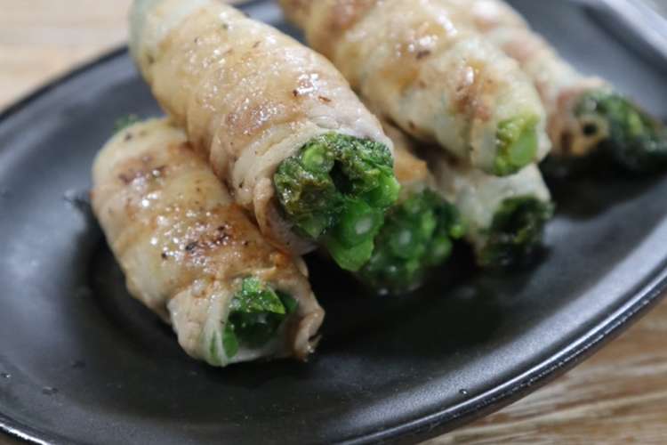 菜の花の豚ばら肉巻き 塩レモン味 レシピ 作り方 By Sachi5 クックパッド 簡単おいしいみんなのレシピが373万品
