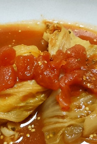 トマトスープの豚こまロール白菜