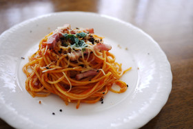 浜納豆トマトソースパスタ