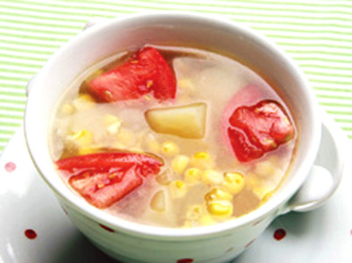 梅こんぶ茶の夏野菜たっぷりスープの写真