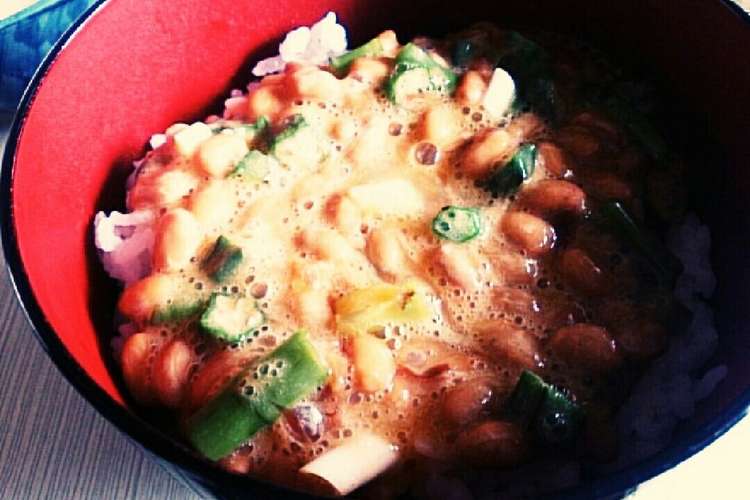 納豆たまごオクラおかかネギ丼 レシピ 作り方 By ちょりず クックパッド 簡単おいしいみんなのレシピが349万品