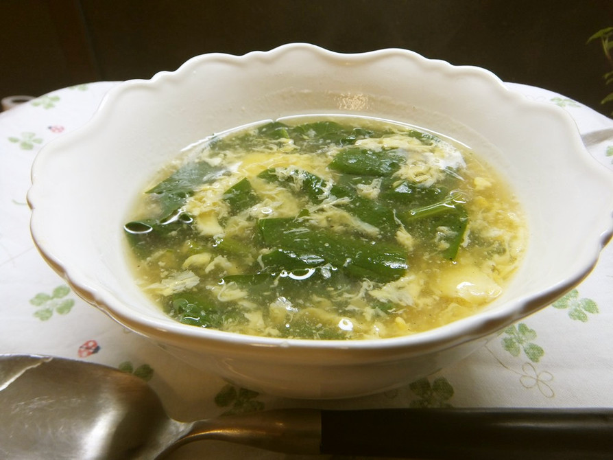 卵とほうれん草の栄養満点スープの画像