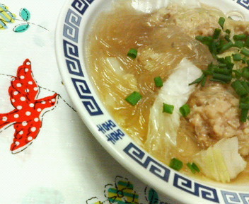 白菜＆プリッツル鶏ひき肉団子の春雨スープの画像