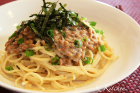 昆布茶マヨでコクうま!納豆パスタ