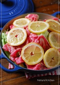 豚バラ＆レタスのレモン蒸し焼き