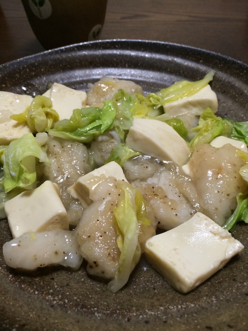 豆腐と春キャベツと舌平目の中華風炒めの画像