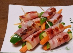 お弁当に 野菜のベーコン巻き
