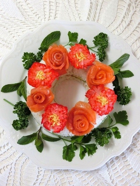 アンチエイジング＊母の日お花の寿司ケーキの画像