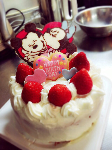 ミッキー＆ミニーの誕生日ケーキの写真