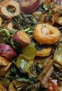 タラの芽、コゴミ、コシアブラ等・山菜炒め
