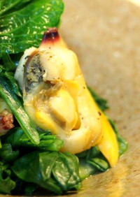 青柳貝と小松菜の醤油和え
