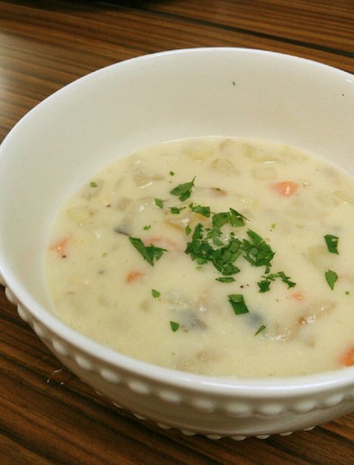 テンペと野菜の豆乳クリームスープの写真