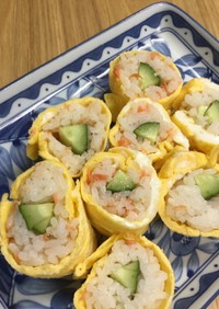卵でロール寿司(鮭&きゅうり)