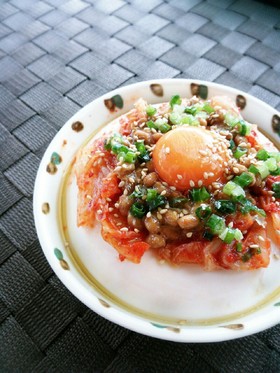 簡単!!時短☆納豆キムチの冷奴☆