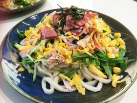 暑い日に 冷凍うどんで具沢山サラダうどん