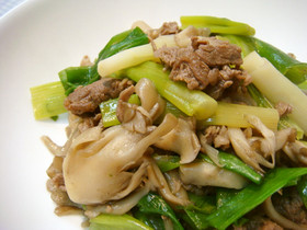 わけぎと牛肉と舞茸のさっと煮