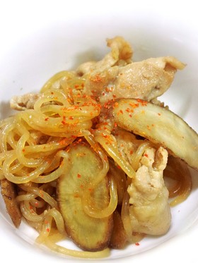豚肉とごぼうで白滝のきんぴら風炒め