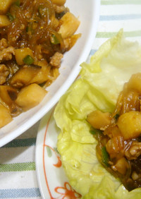 筍とひき肉の中華風炒め煮のレタス巻き