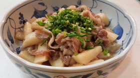 めんつゆで♪豚バラと長いもの煮物