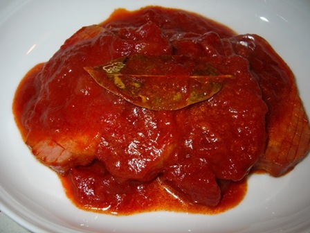 ハムステーキ・トマトソース煮の画像
