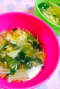 簡単中華＊えのきと青梗菜のたまごスープ