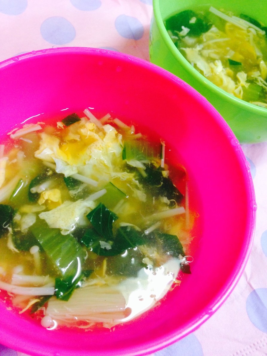 簡単中華＊えのきと青梗菜のたまごスープの画像