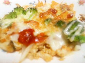 トマトソースでチーズと野菜のオーブン焼き
