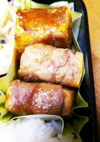 お弁当に☆焼肉のﾀﾚ味の厚揚げ豚肉巻き